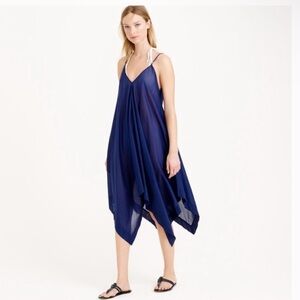 J. Crew Navy Cotton Asymmetrical Dress